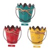 Levemolo 1pc Retro Wavy Flower Bucket Durable Iron Flowerpot with