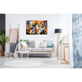 Bottle Jazz by Leonid Afremov Canvas Wall Art Picture Print for Home Decor (12x8)