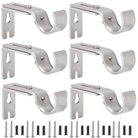 Creatyi Adjustable Curtain Rod Brackets - Heavy Duty 1 Inch Curtain Rod Support (6 PCS, Silver)