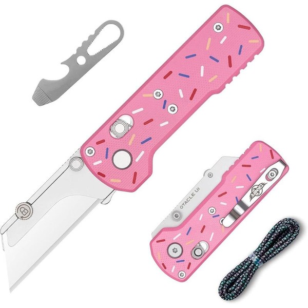 Folding Pocket Utility Knife, Quick Change Box Cutter with Rail