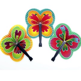 Icelus 24 Pack Colorful Round Shaped Handheld Folding Accordion Paper Fans for Wedding Birthday Party Favors Kids Gifts
