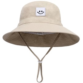 Baby Children's Sun Hat Smile Face Fishing Hat Bucket Hat Beach Hat UV Protection Outdoor Hat Fishing Hat Summer Hat for 0 Months - 6 Years Girls Boys, smile face beige