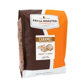 Fresh Roasted Coffee, Decaf Caramel Flavored Coffee, 5 lb (80 oz), Medium Roast, Kosher, Whole Bean