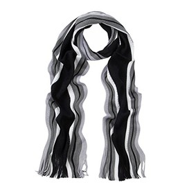 TrendsBlue Classic Premium Unisex Striped Winter Knit Fringe Scarf, v8