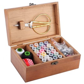 Sewing Box Vintage Wooden Box Sewing Basket Wooden Sewing Box Needle Thread Wooden Sewing Basket Storage Case Organiser DIY Sewing Tools for Home Travel Home Travel