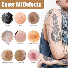 Corrector de Tatuajes, Dos Colores Juego de Corrector para Cubrir  Excelente Maquillaje de Cobertura Completa para acn,Cover para Manchas, Ojeras,... 