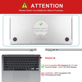 iCasso for MacBook Air 15 inch case 2024 2023 Release M3 M2 Chip A3114 A2941, Protective Plastic Hard Shell Case + Keyboard Skin Cover + Screen Protector for MacBook Air 15.3", Morandi