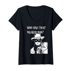Womens Who was that masked man lone ranger mask retro classic tv V-Neck T-Shirt