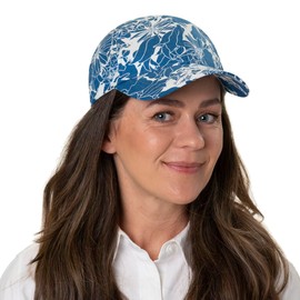 Lipodo Twotone Flower Print Cap - Floral Baseball Cap - Two-Tone Cap - Women's - Cotton Cap - Spring / Summer, blue-white