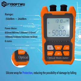 FYBOPTWU - 4 in 1 Function Fiber Optic Tester Portable Optical Power Meter (FC/SC/ST) & VFL 2mw Visual Fault Locator & LED, OPM & VF, Range: (-50) dBm ~ (+26) dBm，2pcs