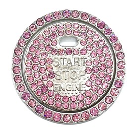 Yandong Car Engine Start Button Ring Universal Rhinestone Button Cover with Double Sided Tape Car Accessories Easy Installation (Pink)