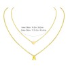 Baño Oro 14k Collar Mujer Doble Cadena Corazón Letra Regalo
