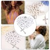 White Pearl Rosary Beads Necklace - Catholic Rosary for Men