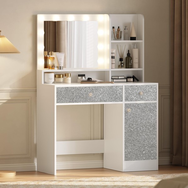 Vanity Desk with Mirror and Lights, Diamond Edition Vanity Desk,