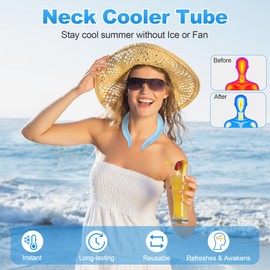 Winique Neck Cooling Tube, Reusable Wearable Neck Cooler Ring for Hot Summer, Hands Free Cooling Neck Wrap for Outdoor Sports and Workers, Freeze Below 28℃/82.4℉