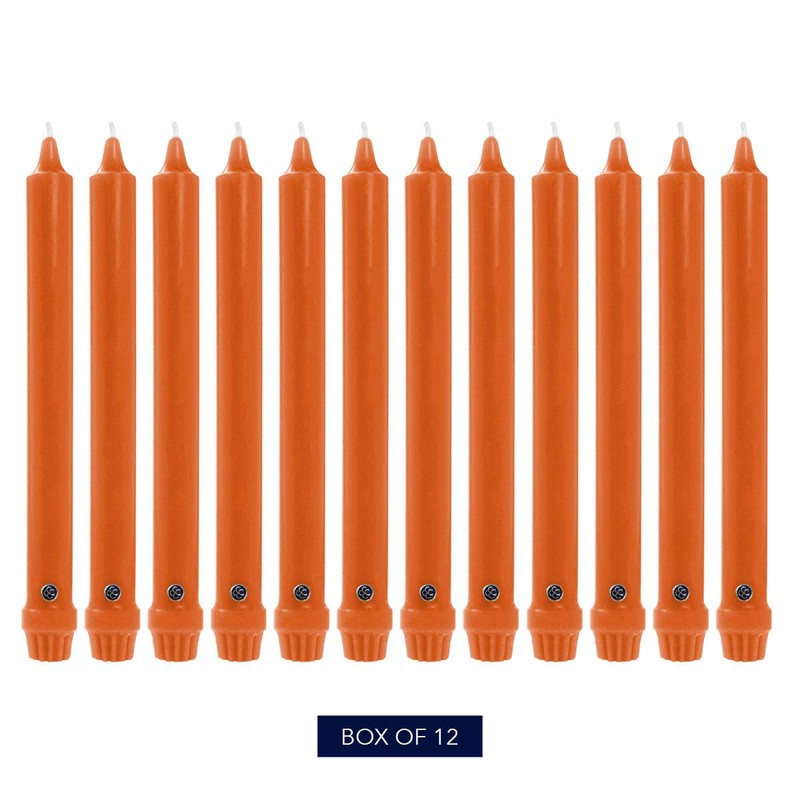 Colonial Candle Classic Taper Candle, 12 Inch, Pumpkin, pack of