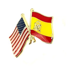 Spain USA EU Europe Friendship Flag Metal Pin Badge, Metal
