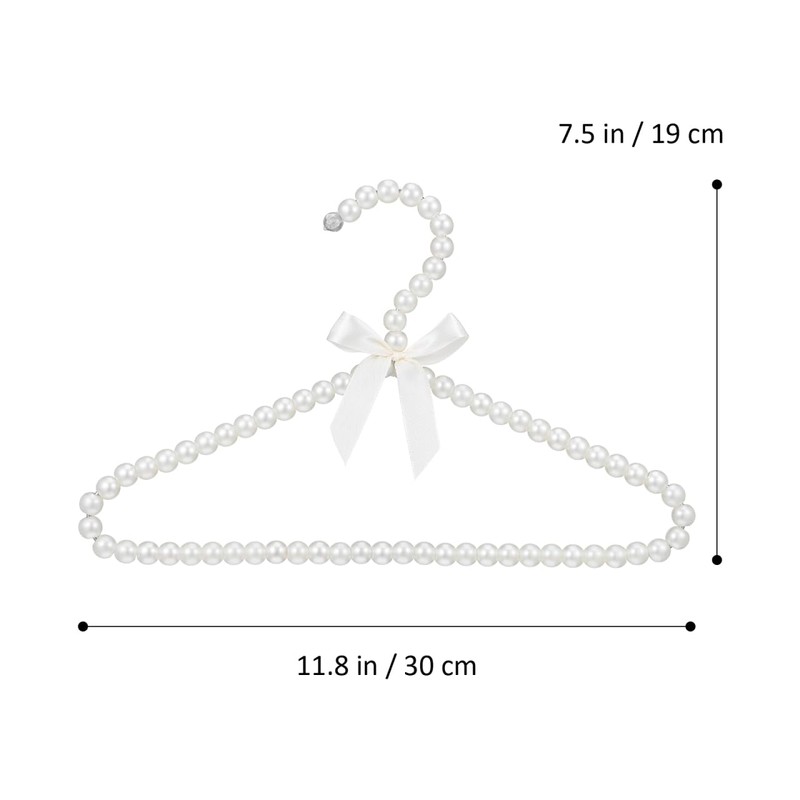PRETYZOOM 2 Pcs Kids Clothes Hangers White Artificial Pearl Beaded