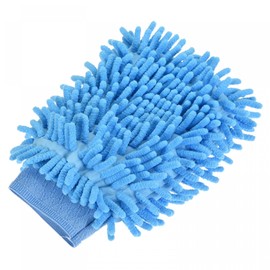 sourcing map Microfiber Soft Chenille Wash Mitten Double Sided Dusting Glove for House Cleaning, Blue