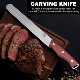 Naitesen 3PCS Professional Butcher Knives Set, BBQ Brisket Beef Slicing Carving Knife Full Tang Rosewood Handle High Carbon Steel Sharp for Meat Watermelon Cutting Home Kitchen, Gifts for Men Women