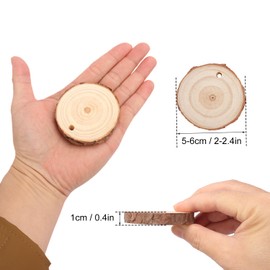 100 PCS 2-2.4 Inch Unfinished Wood Slices, Natural Wood Slices, Predrilled with Hole Wood Slice for DIY Arts Craft Christmas Ornaments