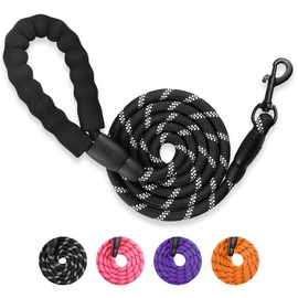 Pet Dog Leash with Highly Reflective Strips, Padded Handle, 360° Swivel Metal Catch.Different Specification.Dog leashes for Large Dogs Heavy Duty，Dog leashes for Medium Dogs (Black, 2/5inch-5FT)