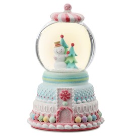 Regency International Candy Snowman Water Globe with Music, 10 inches, Pastel, Multi-Color, Resin