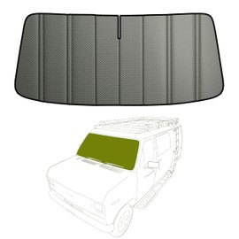 VANNCAMP Windshield Cover for Ford Econoline, Insulated Blackout Foldable Windshield Sunshade, Height 30.5", 3 Season