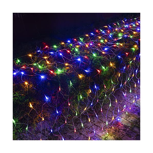 Dazzle Bright Christmas 360 LED Net Lights, 12FT x 5 FT Connectable Waterproof String Lights with 8 Modes, Christmas Decorations for Indoor Outdoor Xmas Party Yard Garden Decor (Multi Colored)