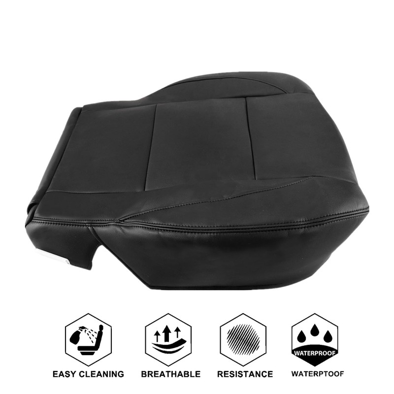 NLQR Front Driver Bottom Replacement Seat Cover Black Microfiber Leather