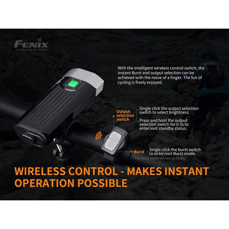fenix Unisex's BC30 V2 2200 Lumen Wireless Remote Front Bike