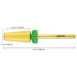 Pana Nail Carbide 5 in 1 Bit Two Way Rotate use for Both Left & Right Handed Remove Acrylic or Hard Gel 3/32" Shank Manicure (Coarse, Gold)