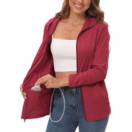 EVERWORTH Post Mastectomy Shirts with Drain Pockets Breast Mastectomy Recovery Must Haves Soft Long Sleeve Zip Up Shirts Clothing Red M