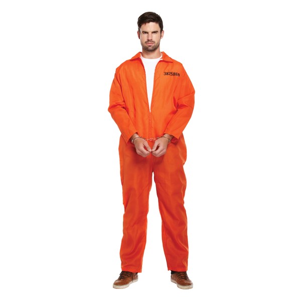 Fancy Dress Adult Prisoner Overall Orange One Size Costume