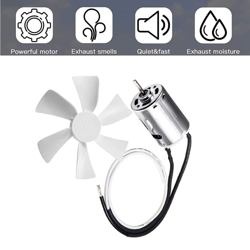 6" RV Vent Fan Blade Replacement with 12V D-Shaft RV