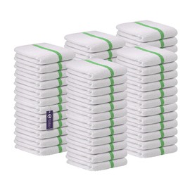 TOALLA Bar Mop Green Stripe 10 lbs 16x19 Pack of 60, 100% Cotton Double Stitched Route Ready Absorbent Kitchen Towel Dish Towels and Dishcloths Towels Sets Washcloth Kitchen Towels