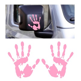 KVAEY 2PCS Car Wave Stickers, The Lazy Waver Sticker Auto Waving Hand Sign Decal, Waterproof Rearview Mirror Hands Wave Sticker Decor for Auto SUV Truck, Exterior Car Accessories (Pink)