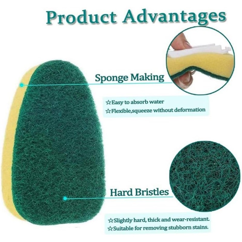 Dish Sponge with Handle 12Pcs/Set Scrub Cleaning Brush Heavy Duty