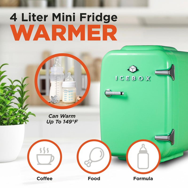 ICEBOX IBMF4MNT Mini Fridge For Bedroom, Skincare Refrigerator, Portable Cooler