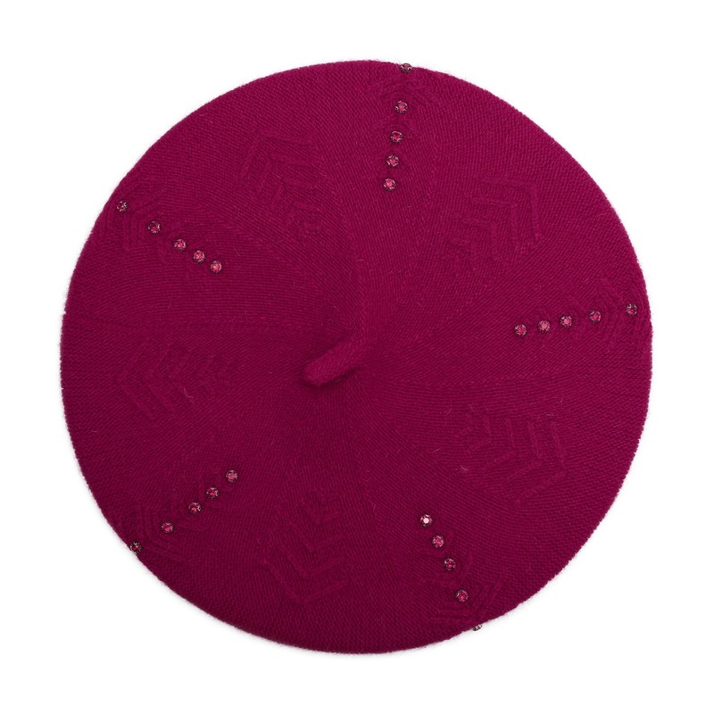 ZLYC Women's Beret Classic French Beret Plain Warm Beret, rhinestones
