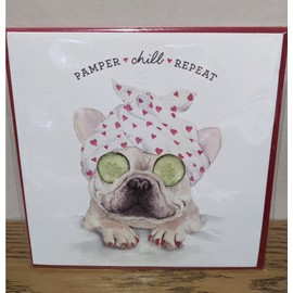 Papyrus Valentines Day Card Funny Puppy Dog BullDog (Pamper*Chill*