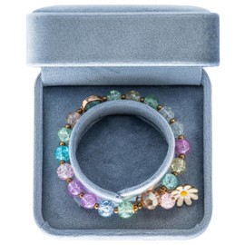 Giftop Velvet Bracelet Boxes Bangle Display Jewelry Box Storage Case Organizer Holder (Light Ocean Blue)