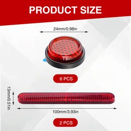 COWANIEE 8pcs Motorcycle Reflectors, Stick-on Safety Reflectors, Red Safety Warning Reflector for Trucks Bicycle