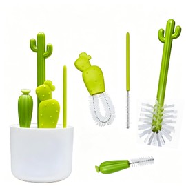 Cepillo para Biberones, Juego de 4 cepillos de Limpieza para Botellas de Cactus, Cepillo para Botellas Multifunción, para Limpieza de Todo Tipo de Limpieza Tetinas, Paja, Termos, Tarros