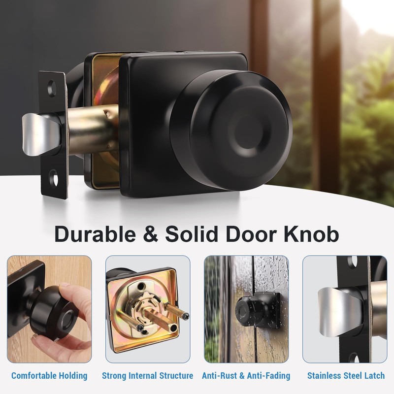 KNOBWELL Black Door Knobs, Square Interior Door Knobs, Closet Door