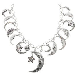 Kirks Folly Silvertone Moon Shadow Charm Necklace, 18"