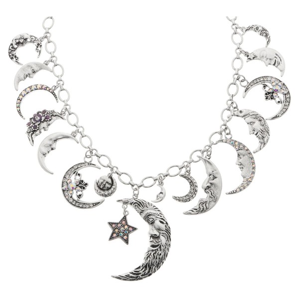 Kirks Folly Silvertone Moon Shadow Charm Necklace, 18"