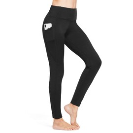BALEAF Fleece Lined Leggings for Women Winter Thermal Leggings Warm Thick Yoga Pants Cold Weather with Pockets Black XXL