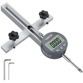 XUNTOP Digital Table Saw Alignment Gauge,1/0.0005in Digital Indicator with CNC Anodized Aluminum Bar Fits 3/4in(19mm) or above Groove Width,Inch/Metric Table Saw Gauge for Fence,Woodworking,Furniture