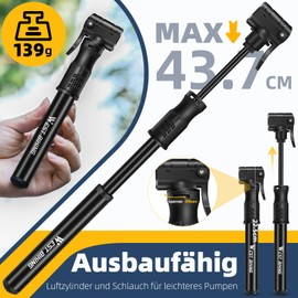 West Biking Mini Bicycle Pump - Aluminium Air Pump Bicycle All Valves, Portable Small Bicycle Pump, Quick Tyre Inflation, Lightweight Mini Bicycle Pump Air for MTB Road Bike Ball Pump (Black)